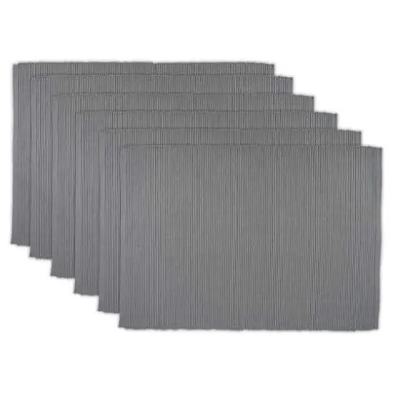 DII&reg; Ribbed Cotton Placemats, 6ct. Gray {1}