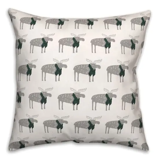 Plaid Scarf Moose Pattern 18x18 Throw Pillow {1}