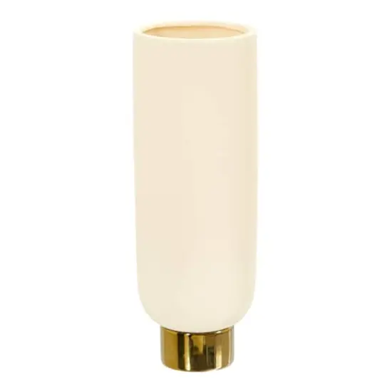12.75" Elegance Ceramic Cylinder Vase with Gold Accents {1}