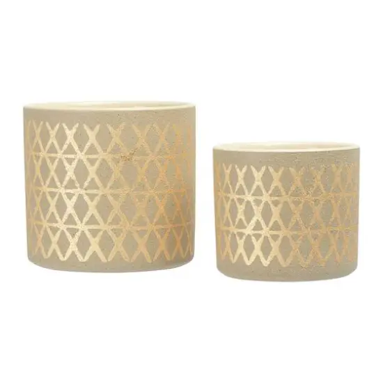 Hello Honey&reg; Gold Stoneware Pots with Geometric Pattern Set {1}