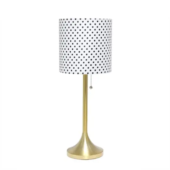 Simple Designs 21.5" Tapered Gold Table Lamp with Fabric Drum Shade Polka Dot {1}