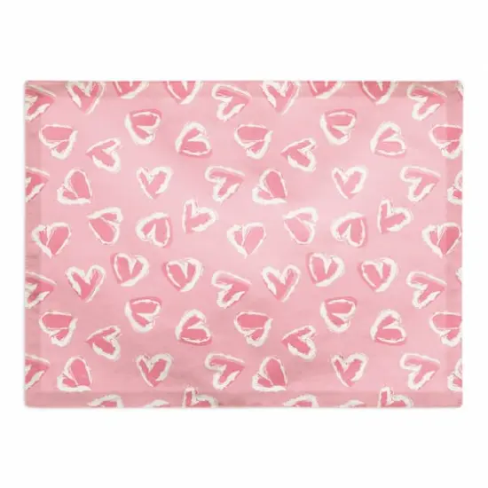 Pink Cute Hearts Pattern Placemat {1}