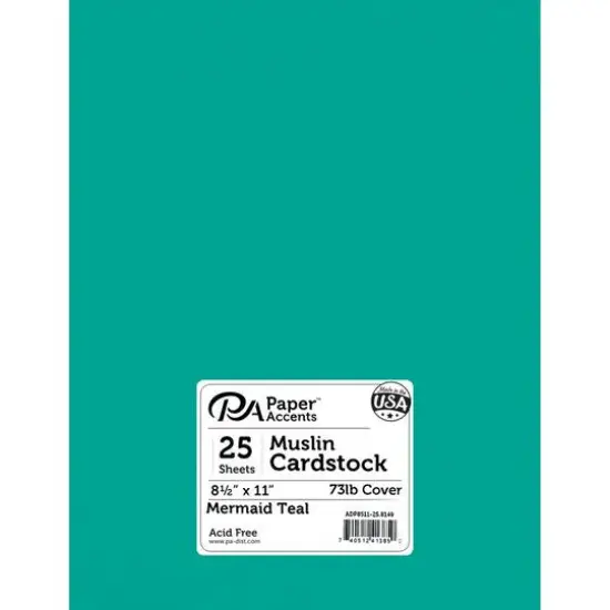 PA Paper™ Accents Muslin 8.5" x 11" 73lb. Cardstock, 25 Sheets Mermaid Teal {1}
