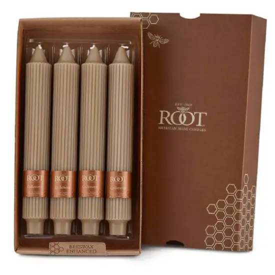 Root Candles 9" Unscented Grecian Collenette Taper Candles, 4ct. Taupe {1}