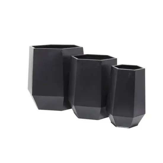 Black Modern Planter, Set of 3" 20", 16", 11" {3}