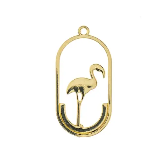 John Bead 30mm Gold Flamingo Beadwork Pendants, 4ct. {1}