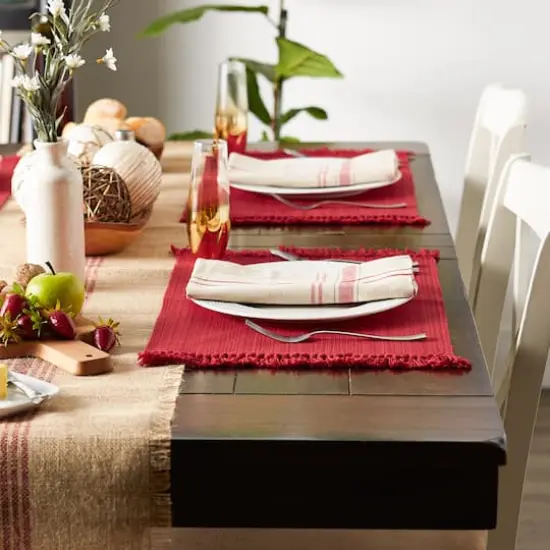 DII&reg; Variegated Fringe Cotton Placemats, 6ct. Tango Red {5}