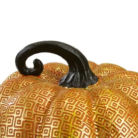 7.5" Gold & Orange Textured Pumpkin Fall Decoration {4}