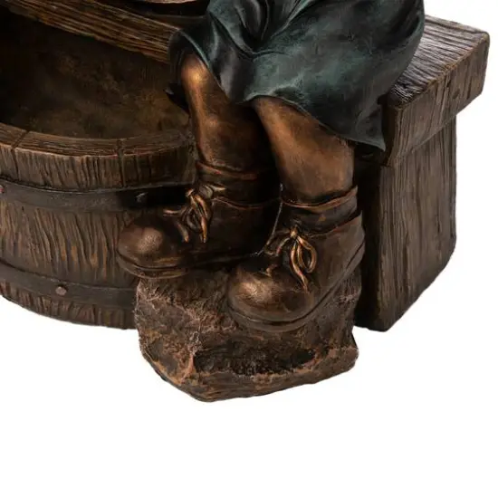 Glitzhome&reg; 25" Polyresin Boy and Girl Sculptural Outdoor Fountain {9}