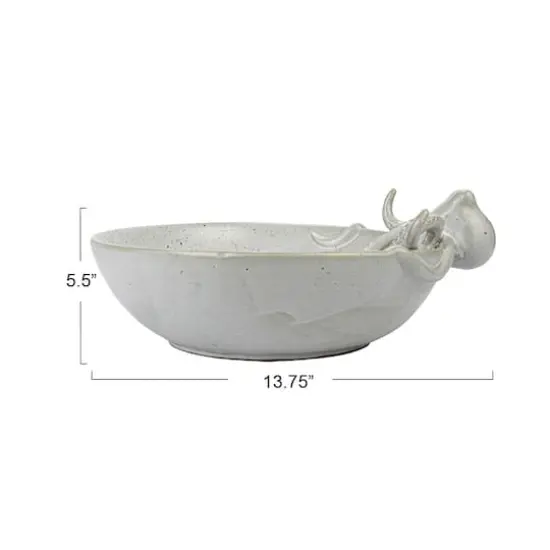 Hello Honey&reg; 13.75" White Speckled Reactive Glaze Stoneware Octopus Bowl {4}
