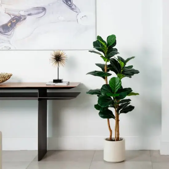 4ft. Fiddle Leaf Tree in Decorative White Planter {3}