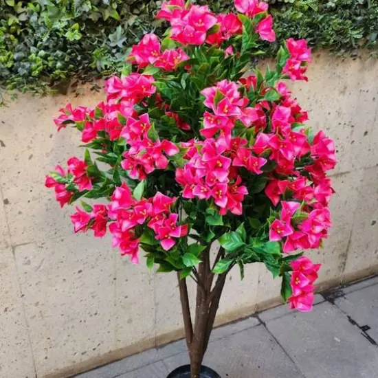 GreenSmart Dekor 4ft. Artificial Bougainvillea Plant in Black Pot  {4}