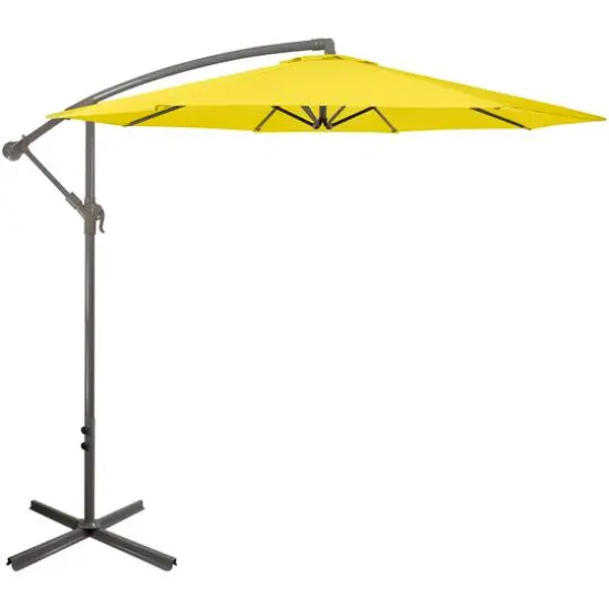 10ft. Offset Outdoor Patio Umbrella Yellow {1}