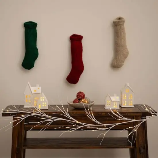 6ft. Artificial White Birch Warm White LED Pre-Lit Garland {3}