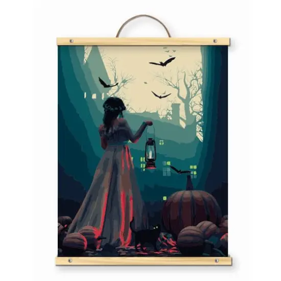 16" x 20" Woman with Lantern Paint-by-Number Kit with Wood Display Hanger by Artist's Loft&reg; {1}