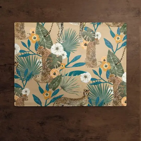 Tropical Cheetah Cotton Twill Placemat Beige {3}