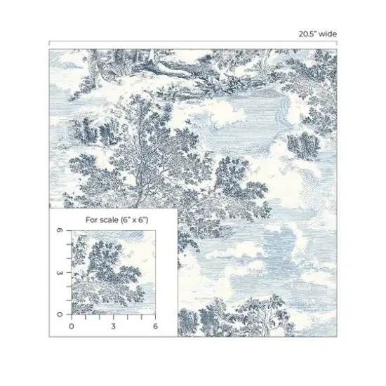Surface Style Serene Scenes Toile Peel & Stick Wallpaper Sapphire {9}