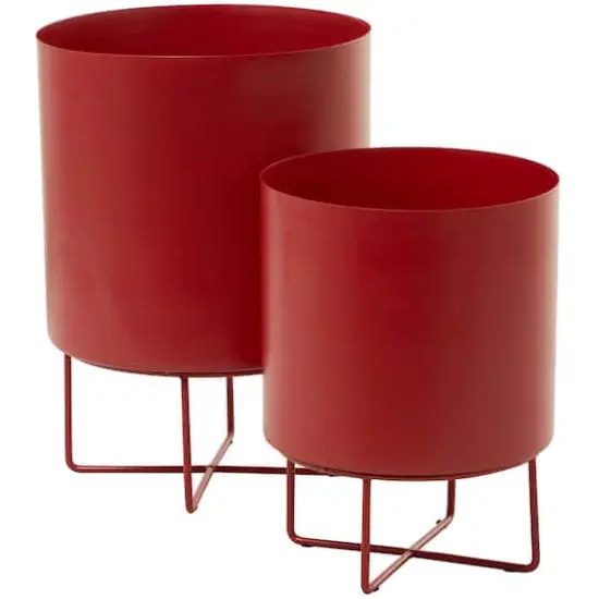 CosmoLiving by Cosmopolitan Red Metal Planter Set {3}