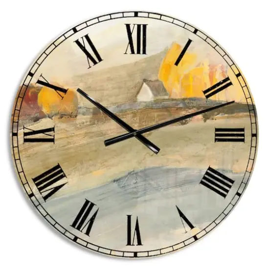 Designart Orange Brown Farm House Wall Clock {1}