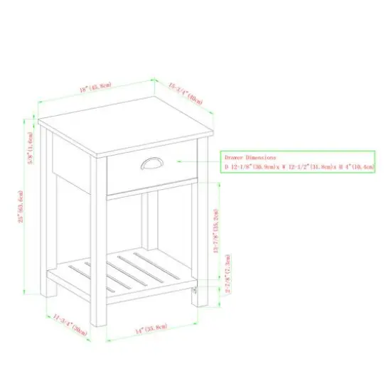 Walker Edison 18" 1-Drawer Country Side Table Stone Gray {9}