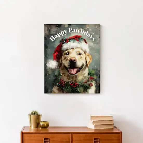 Happy Pawlidays Lab 16" x 20" Canvas Wall Art {5}