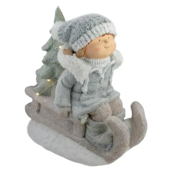 15" Lighted Girl On Sled Tabletop Decoration {1}