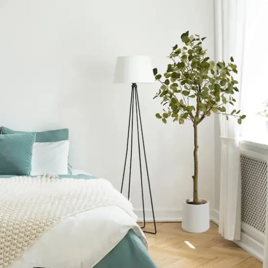 American Art Decor 5ft. Realistic Artificial Eucalyptus Tree Faux Plant in a White Pot  {4}