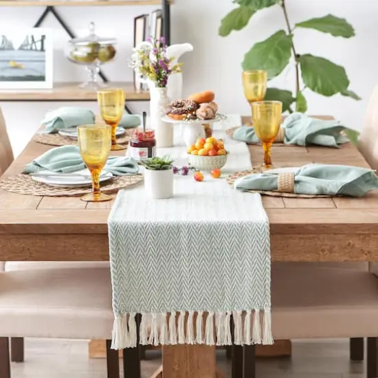 DII&reg; 108" Handloom Chevron Table Runner Jadeite {6}