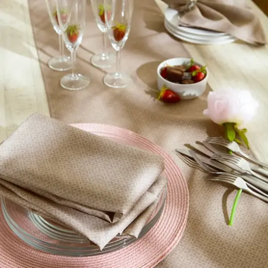 DII® Oversized Tonal Lattice Print Outdoor Linen Dinner Napkins, 6ct. Stone {6}