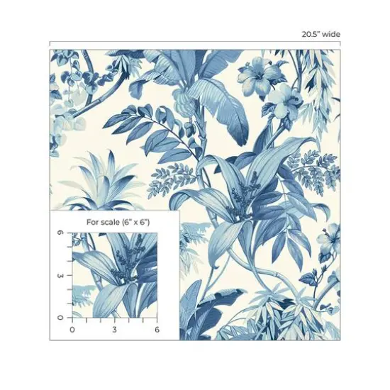 Tommy Bahama Malay Botanic Peel & Stick Wallpaper Bliss Blue {6}
