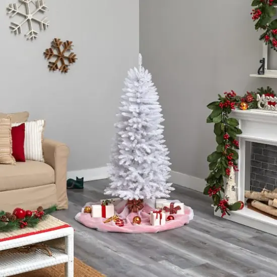 5ft. Pre-Lit White Artificial Christmas Tree, Warm White LED Lights {9}