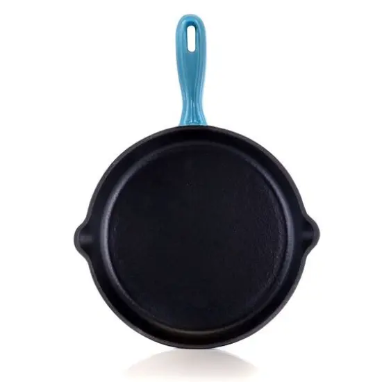 MegaChef Round 10.25" Blue Enameled Cast Iron Skillet {7}