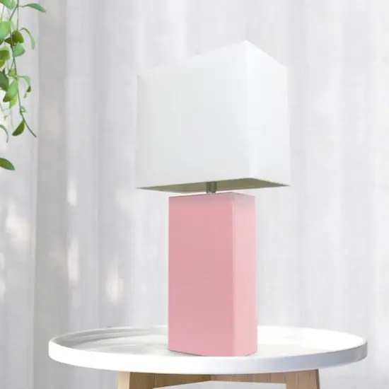 Lalia Home Lexington 21" Leather Home D&eacute;cor Table Lamp Pink {5}