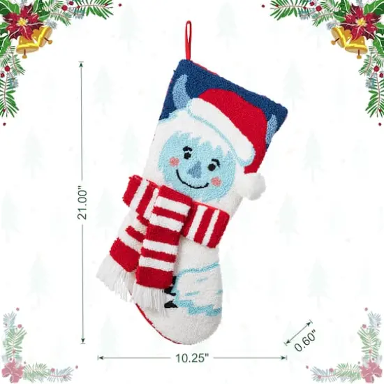 Glitzhome&reg; 21"L Hooked Christmas Yeti Stocking {8}