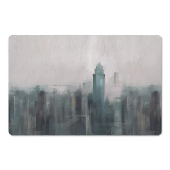 18" x 27" Blue Abstract Skyline Floor Mat {1}