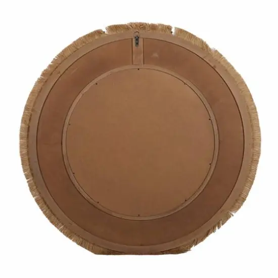 Beige Boho Style Wood Wall Mirror {5}