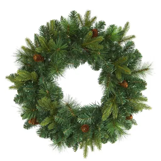 24" LED Mixed Pine Artificial Christmas Wreath {5}