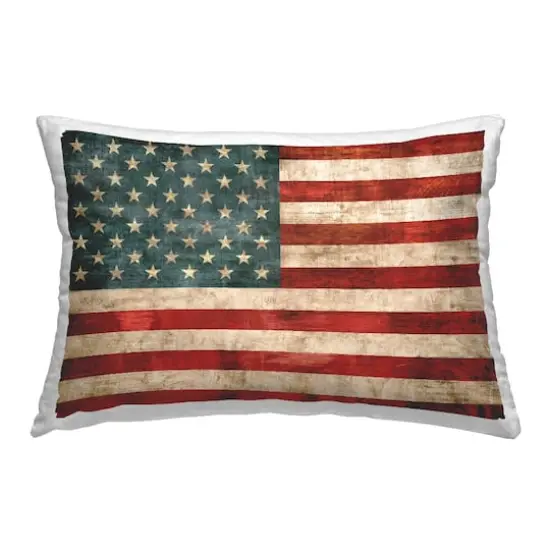 Stupell Industries Rustic American Flag, Rustic American Flag Decorative Printed Throw Pillow {1}