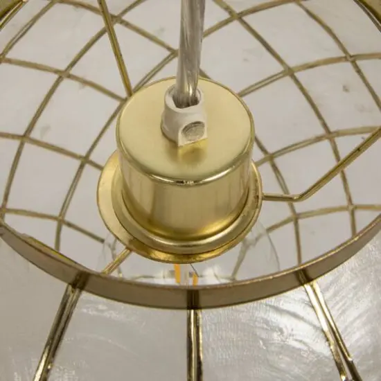 Hello Honey&reg; Marina Natural Capiz & Gold Metal Orb Pendant Ceiling Light {10}