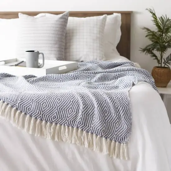 DII&reg; X-Diamond Geometric Throw Stonewash Blue {7}