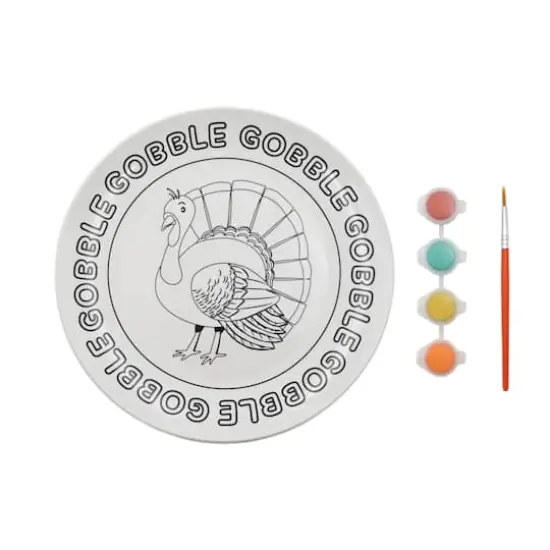 Gobble Turkey Paint Your Own Ceramic Plate Craft Kit by Creatology&trade; {4}