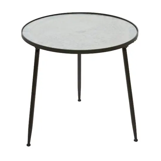 24" Black Vintage Metal Accent Table {3}