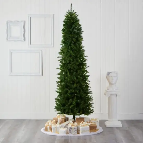 8ft. Unlit Slim Green Mountain Pine Artificial Christmas Tree {8}