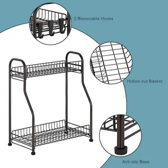 NEX&trade; 2-Tier Bronze Spice Rack Kitchen Organizer {4}