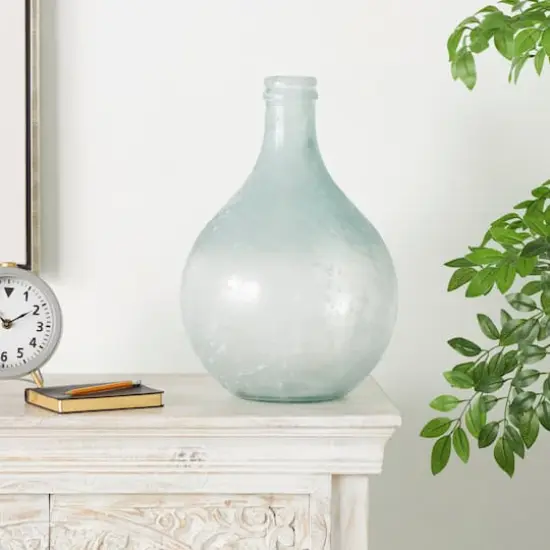 17" Clear Frosted Spanish Glass Bottle Vase {11}