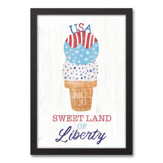 Sweet Land of Liberty Ice Cream Black Framed Canvas {1}