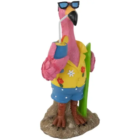 11.5" Tropical Pink Flamingo Outdoor Garden Statue {4}