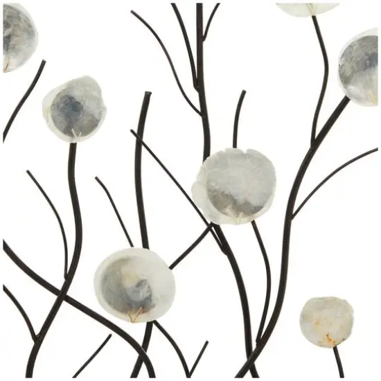 27" Black Metal Floral Sculpture with Capiz Embellishments {4}