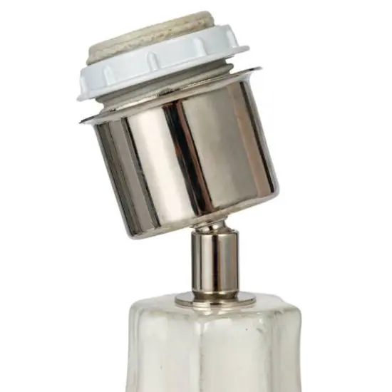 Hello Honey&reg; 18.5" White Stoneware Hobnail Fluted Table Lamp with Linen Shade & Inline Switch {6}