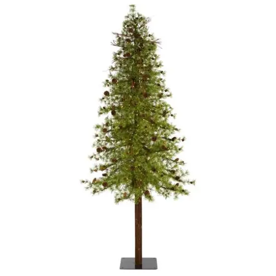 9ft. Pre-Lit Wyoming Alpine & Pinecone Artificial Christmas Tree, Clear LED Lights {1}